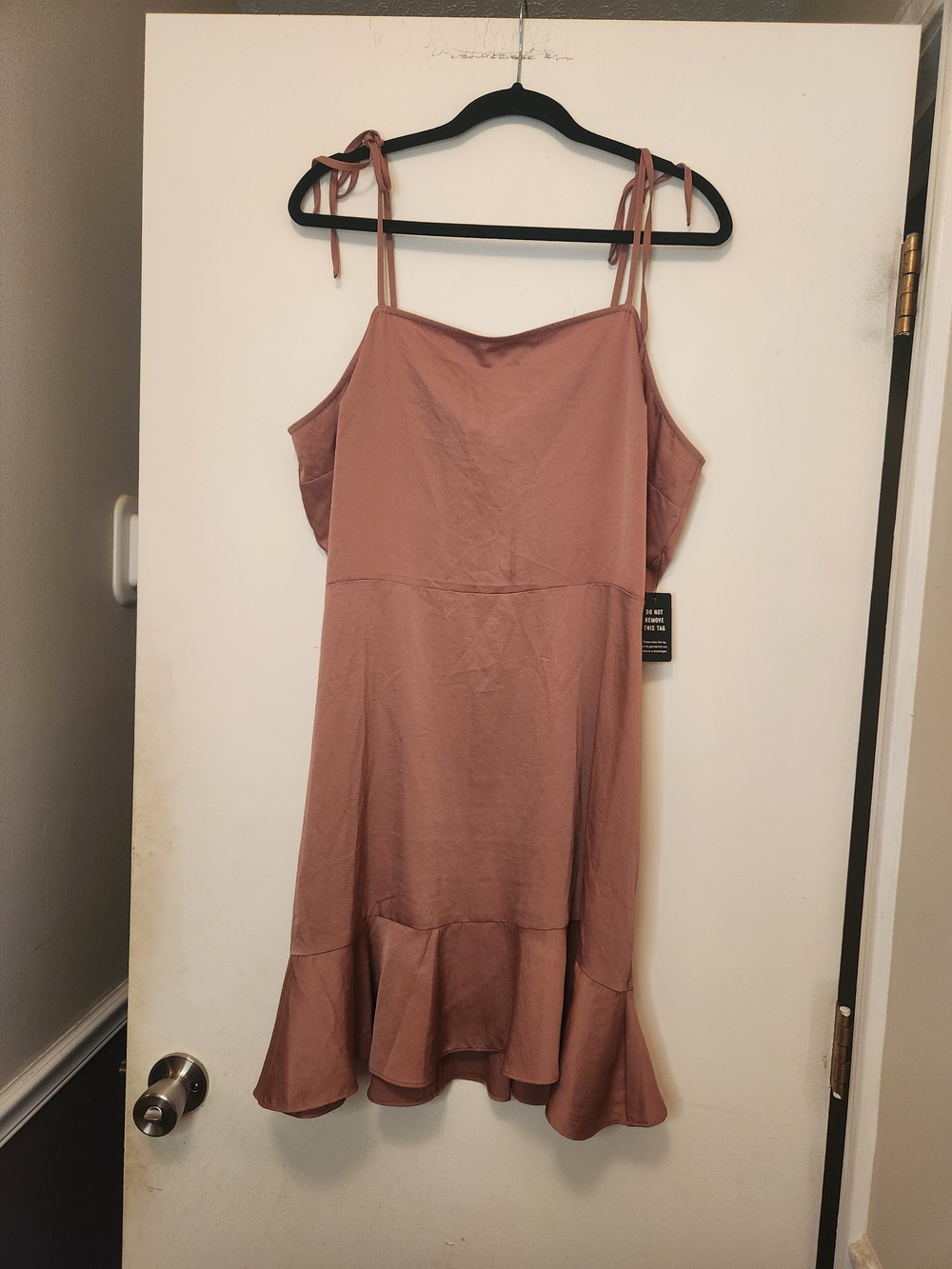 Express Rose-Mauve Slip Mini Dress with Tie Straps XL